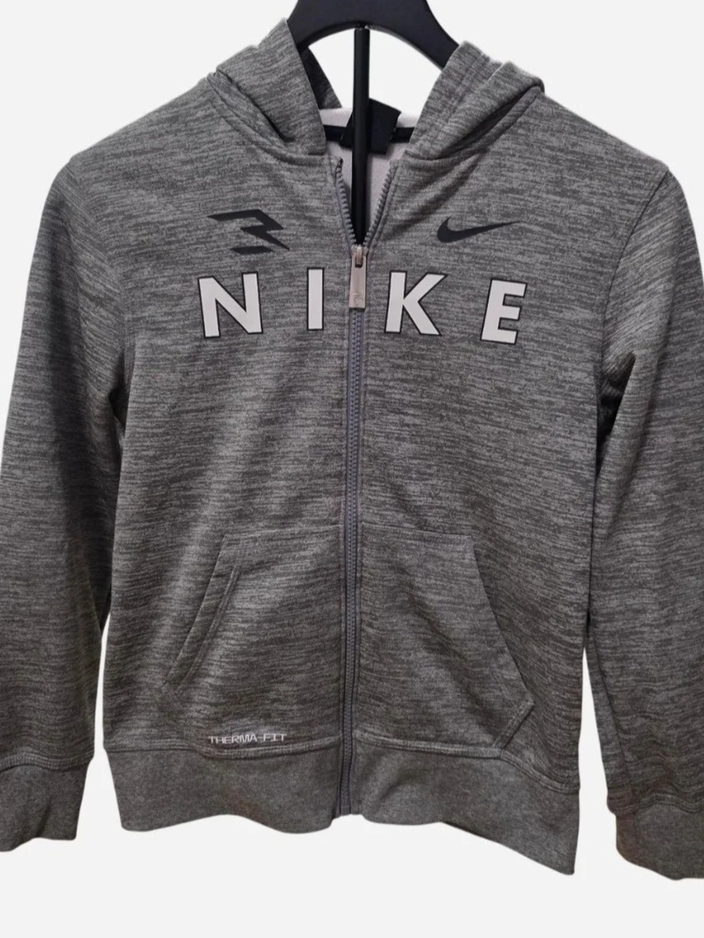 Nike 3Brand Therma-fit Kids Gray Full-Zip Hoodie Medium